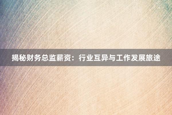 揭秘财务总监薪资：行业互异与工作发展旅途